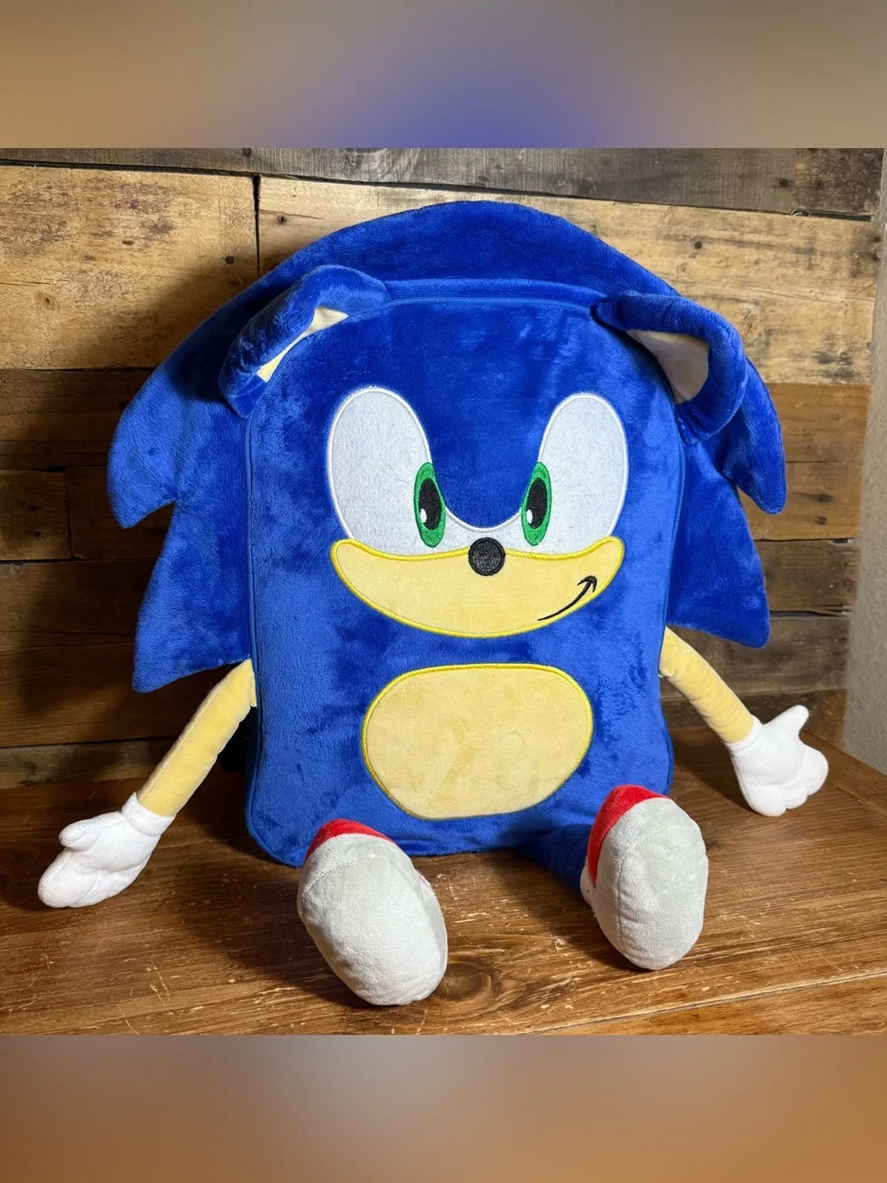 Sonic The Hedgehog Plush Backpack Book Bag Blue Sega Character Large 15
